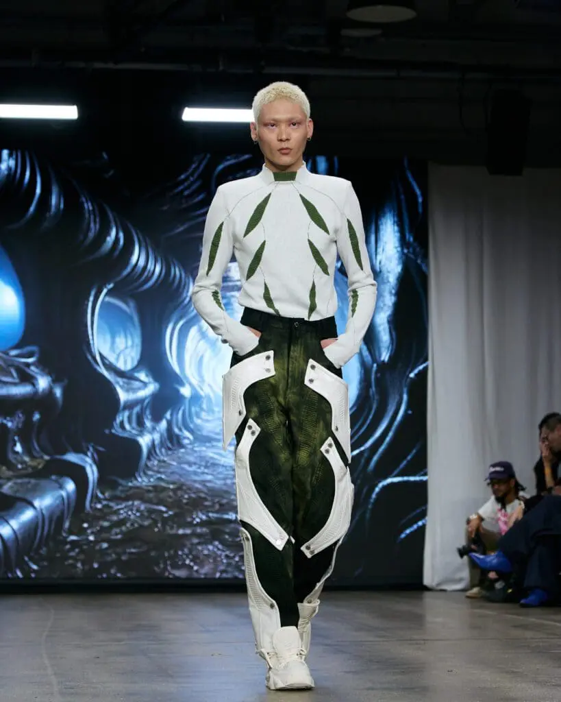 Angus Tsui futuristic black and white design LFW 2025