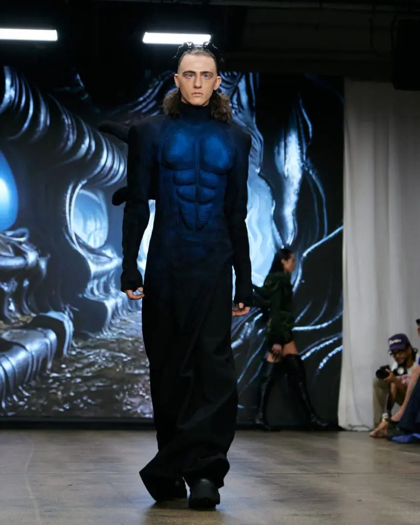 Angus Tsui futuristic fashion runway moment LFW 2025