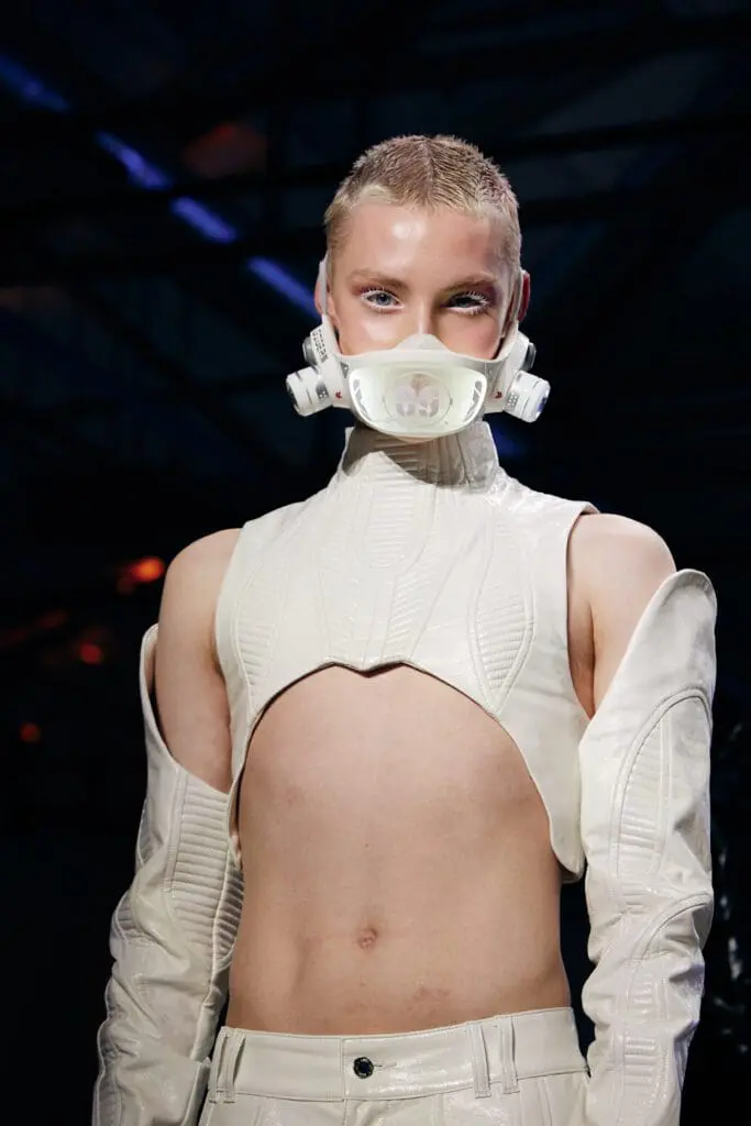 Angus Tsui futuristic fashion look at London Fashion Week 2025