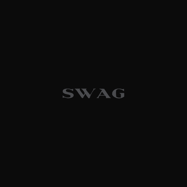 Minimalist black album cover with grey SWAG lettering centered