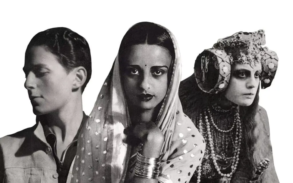 Black-and-white portraits of three pioneering women artists from different cultures