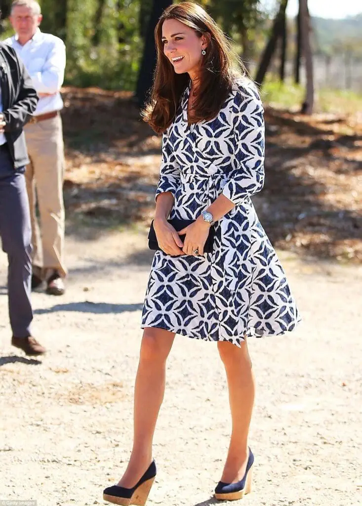 Kate Middleton wearing a dress with Hmong-inspired print