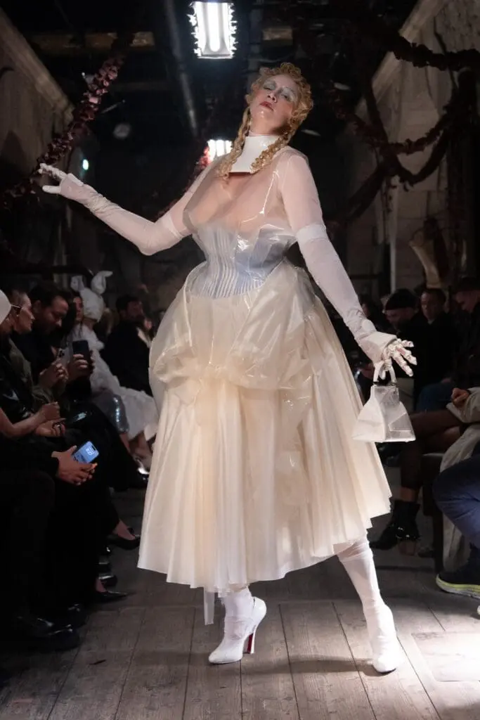 Gwendoline Christie in the finale of Maison Margiela’s Artisanal SS24 show