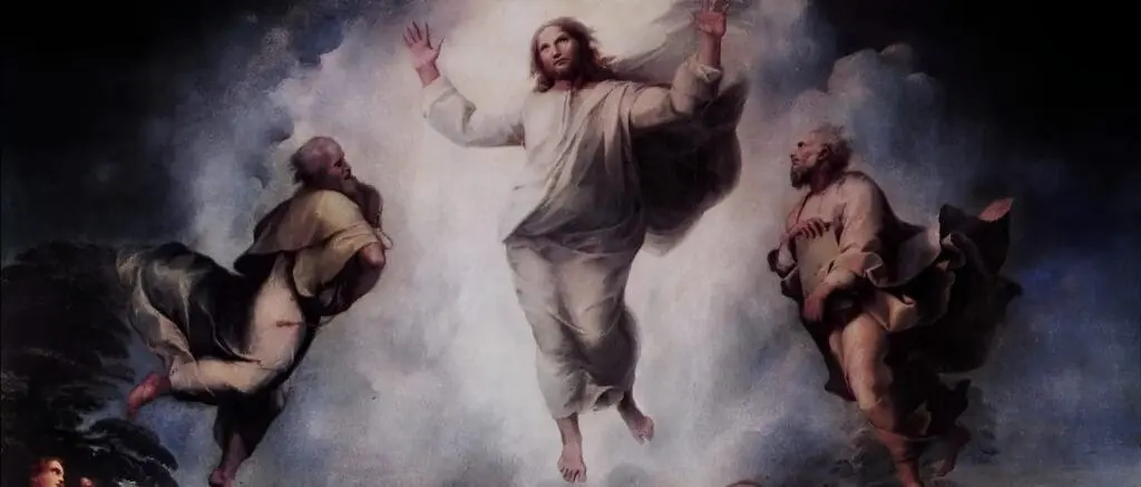 Biblical artwork of Christ ascending with prophets