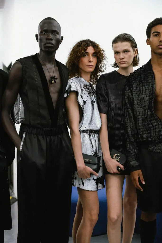 Menswear look with sharp tailoring at Miguel Vieira SS26