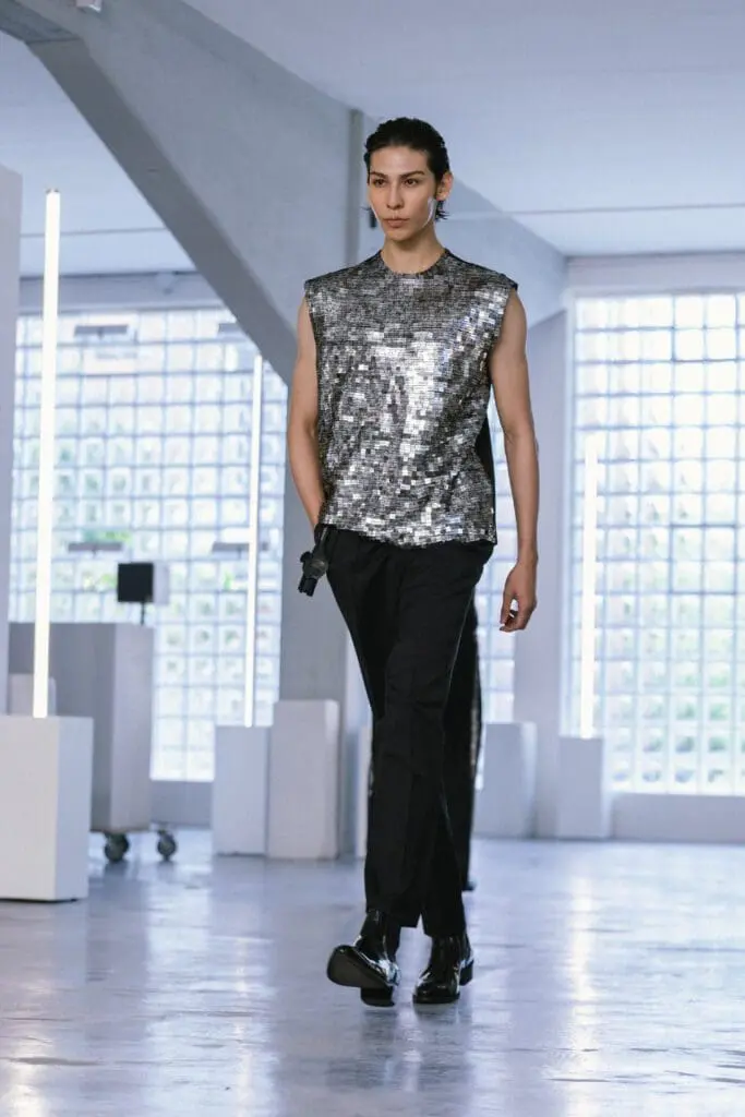 Sculptural black outfit from Miguel Vieira SS26 runway