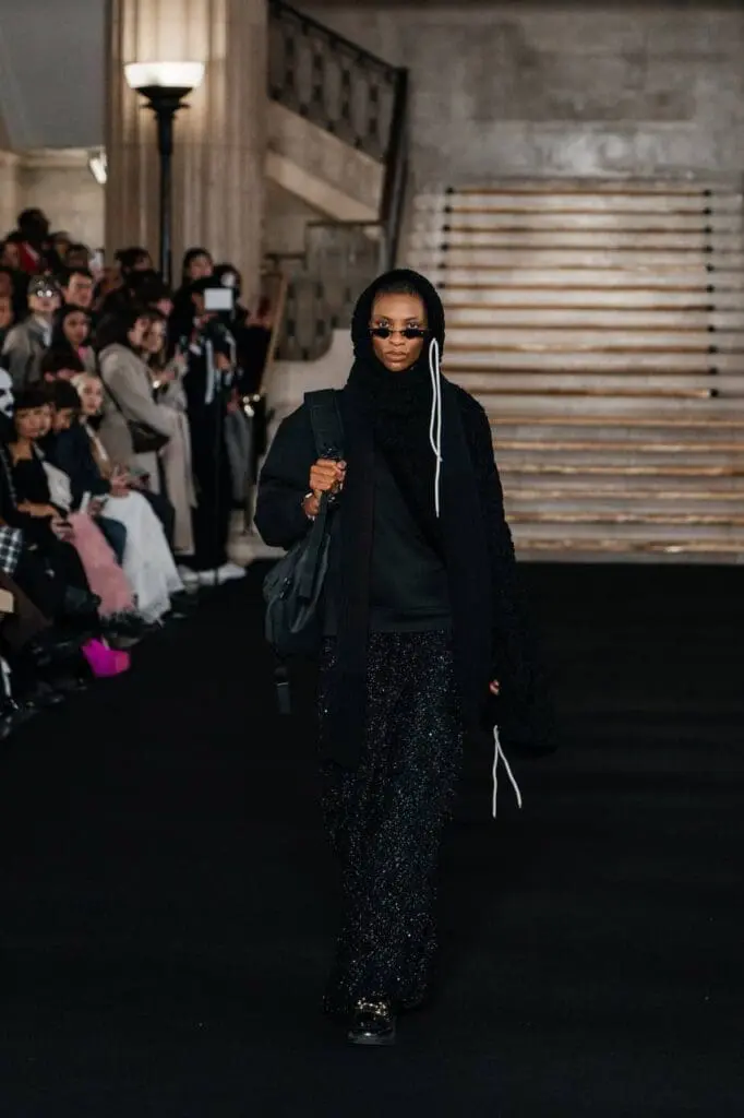 Oversized hoodie with long knit scarf and backpack