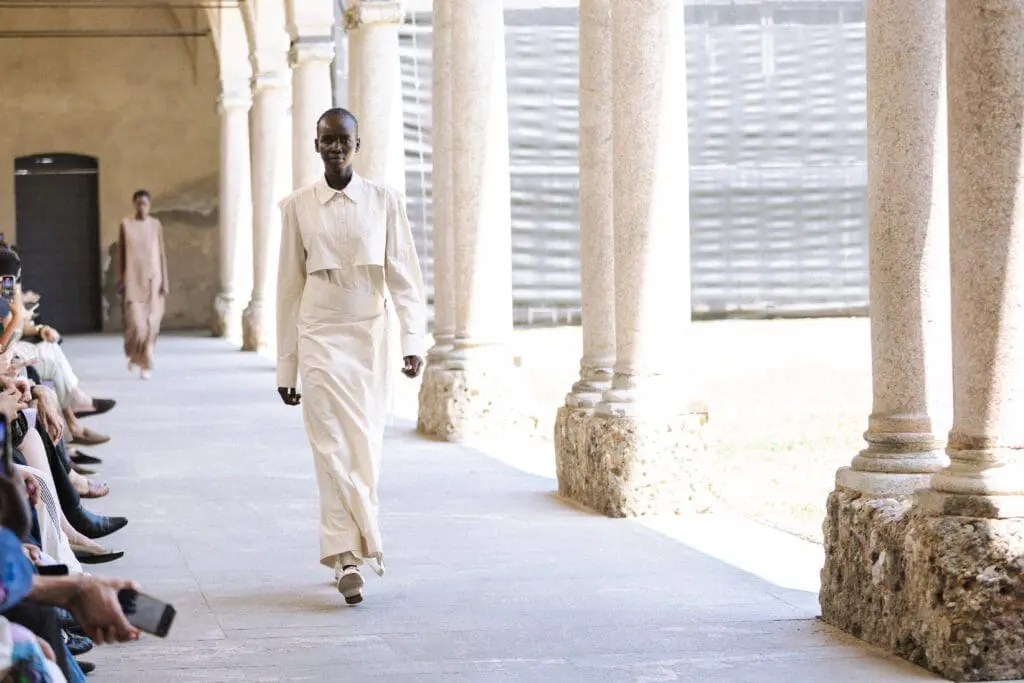 QASIMI SS26 look with hand-drawn embroidery