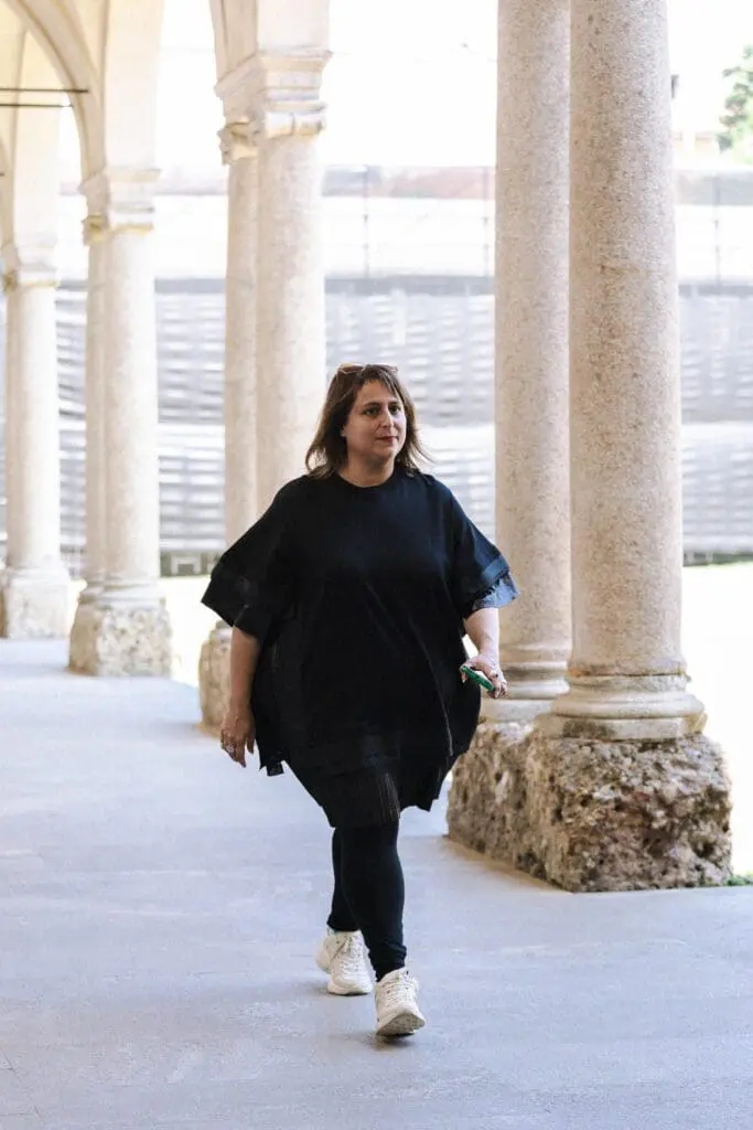 White flowing layered outfit QASIMI SS26