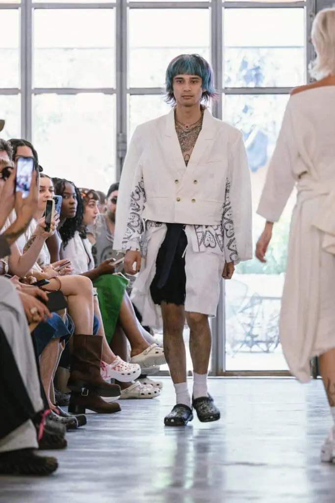 Ecru-toned look from Simon Cracker SS26 runway