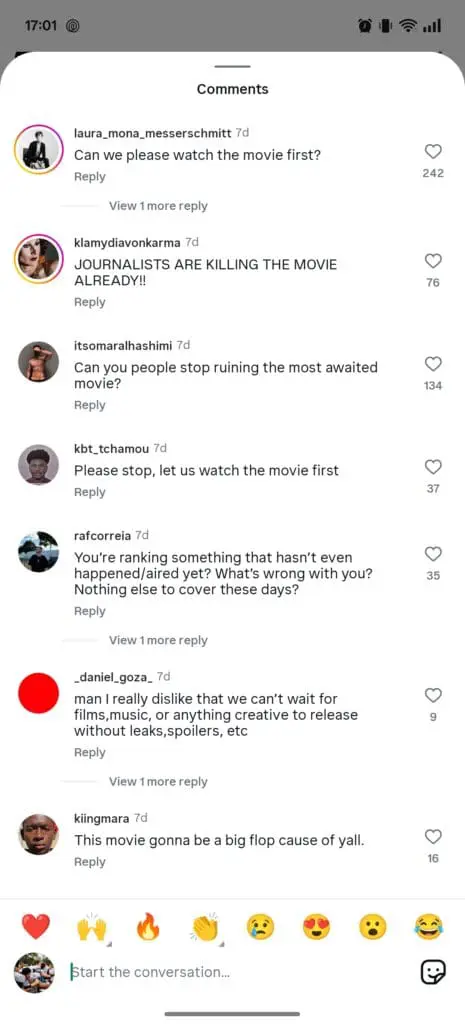 Fans react to Prada 2 leaks in Instagram comments