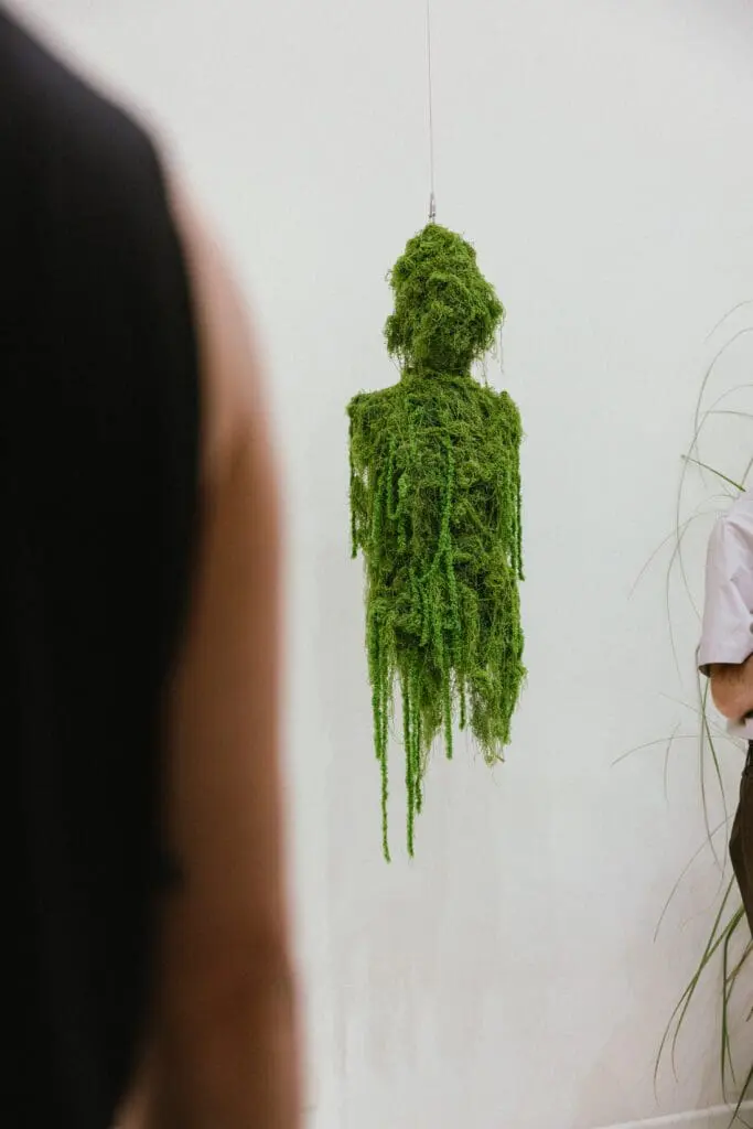 Green moss sculpture at SSHEENA SS26 show