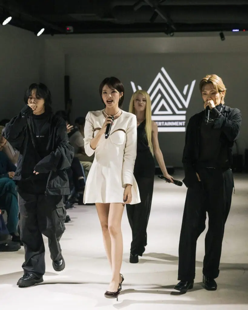 Model in white mini dress Milan Loves Seoul SS26 Seoul