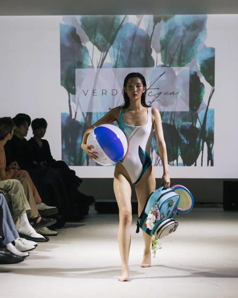 Swimwear model with beach ball Milan Loves Seoul SS26 Seoul