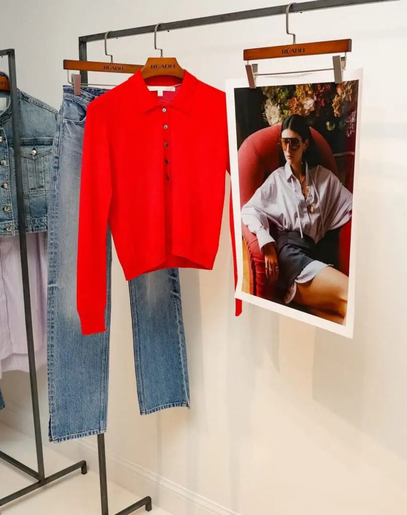 Rùadh collection red sweater display at NYFW