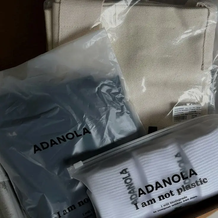 Adanola packaging delivery bags and labels