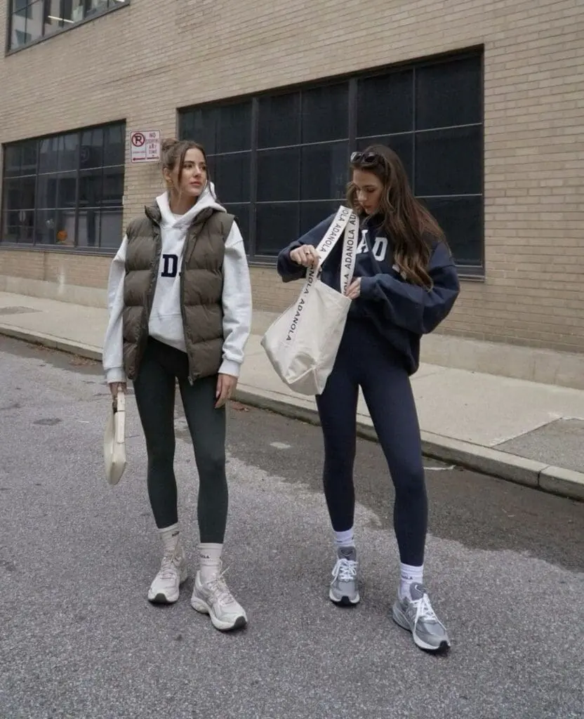 Adanola leggings and puffer coat street style look