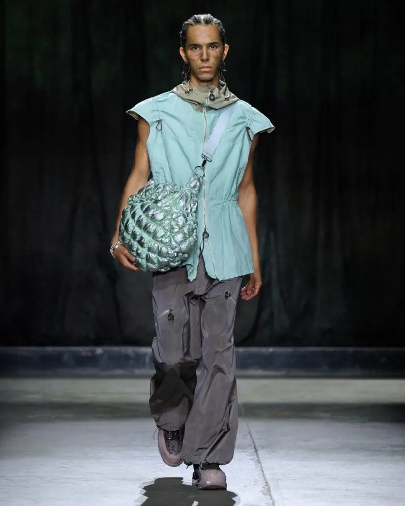 Charlie Constantinou blue textured knit menswear SS26