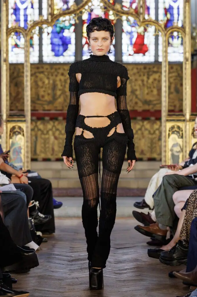 Dreaming Eli black lace corset runway look SS26