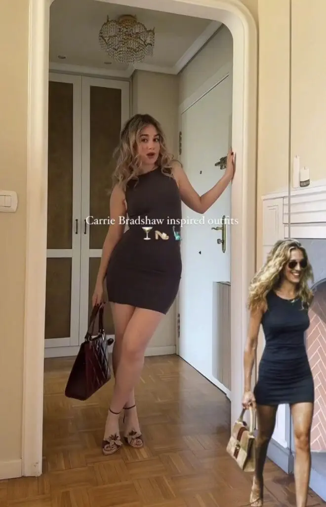 Black mini dress and heels fandom dressing style