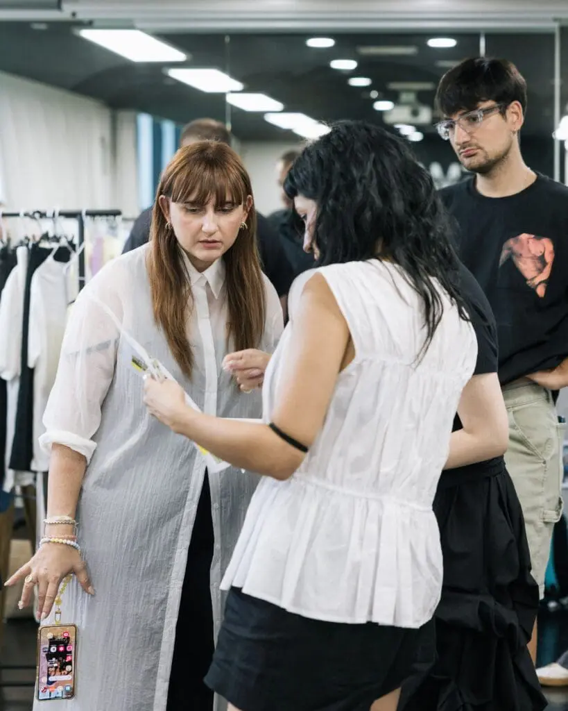 Francesca Cottone and design team preparing looks for Seoul Fashion Week