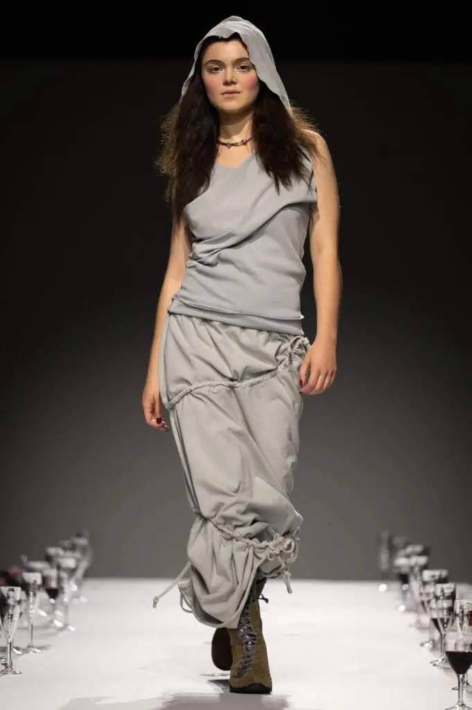 LUEDER grey utility runway outfit SS26