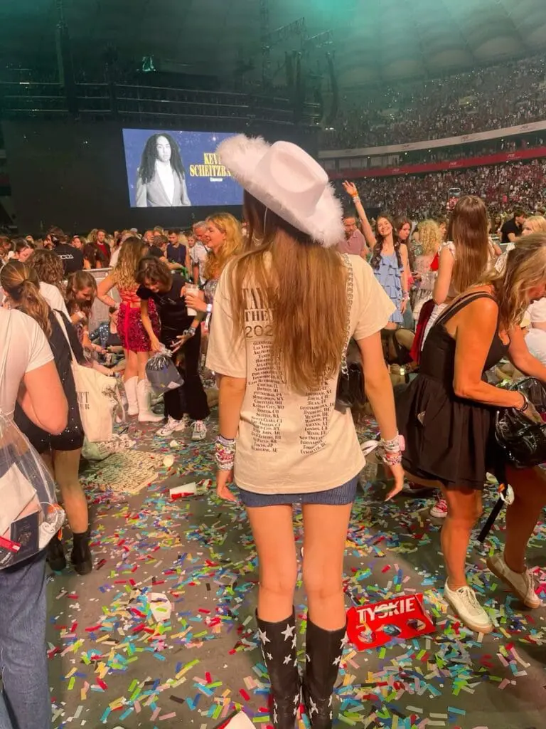 Fans in glitter outfits at Taylor Swift Eras Tour