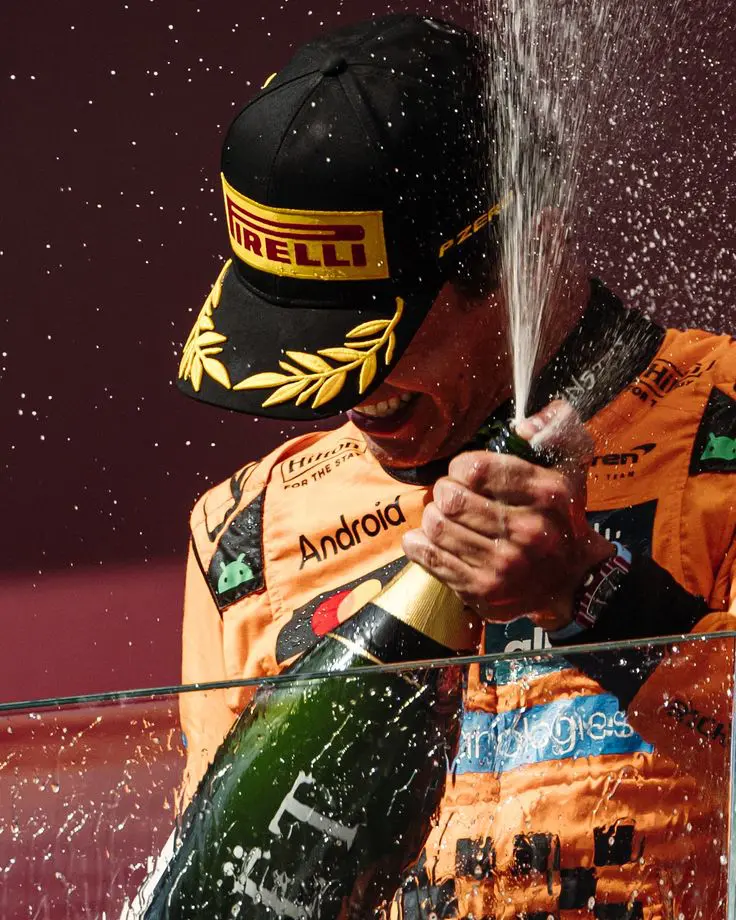 Formula 1 podium champagne spray celebration