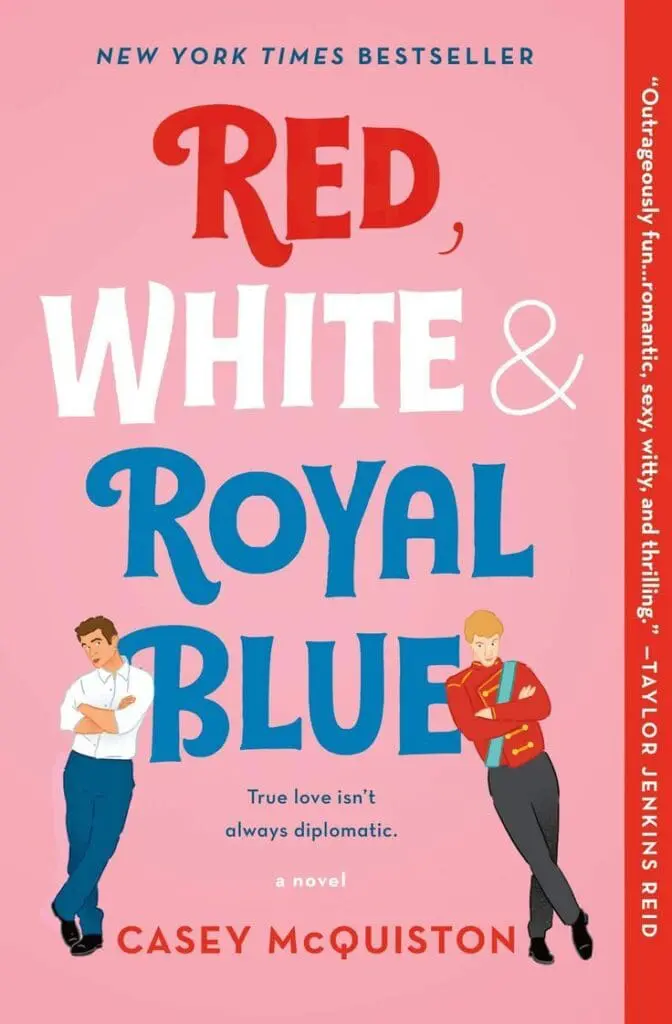 Red, White & Royal Blue novel cover on pink background (BookTok)