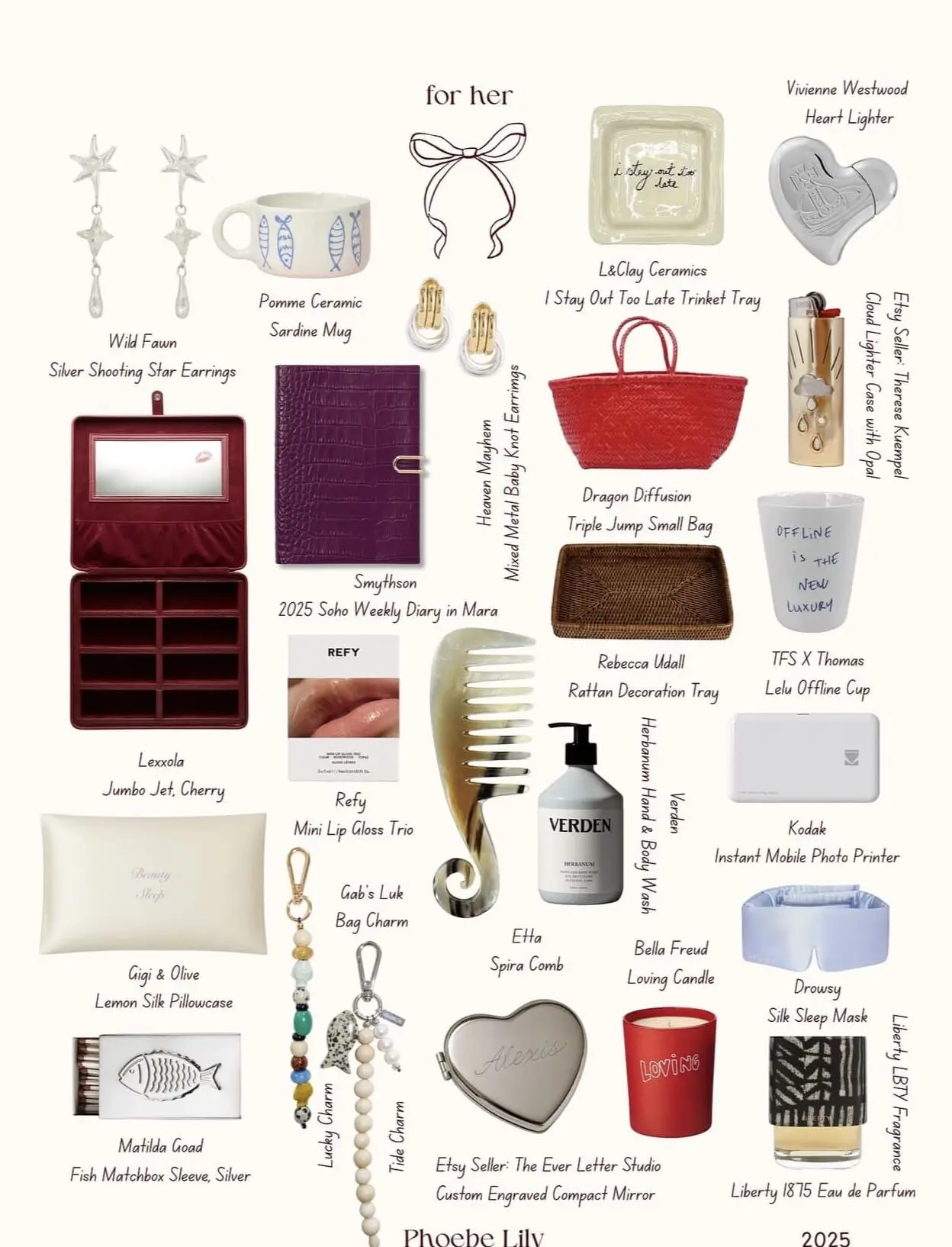 gift guide for her with ceramics jewellery and beauty