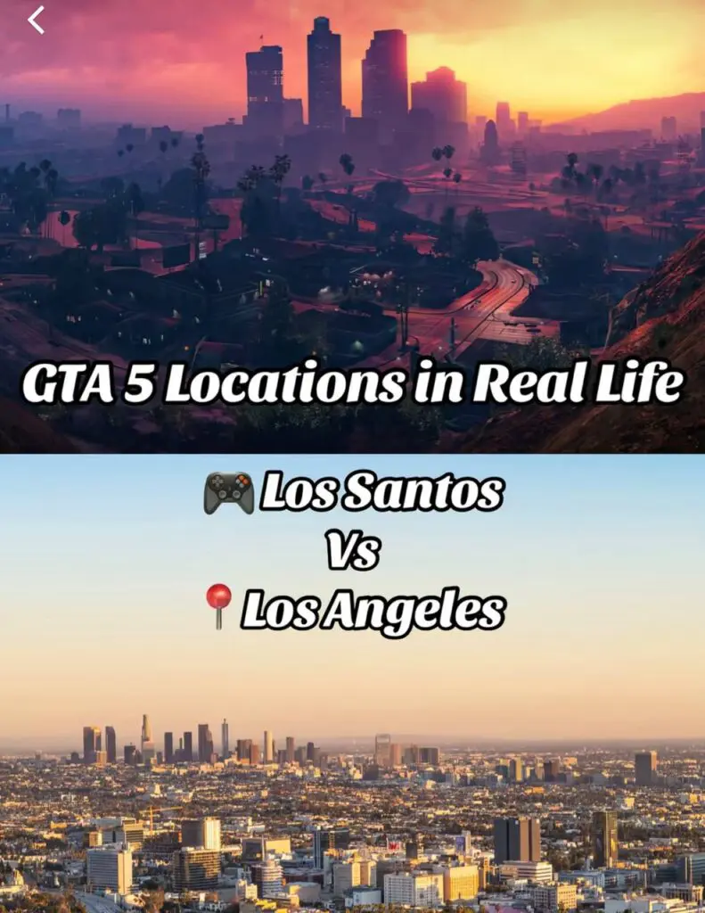 GTA V locations in real life Los Santos vs Los Angeles graphic