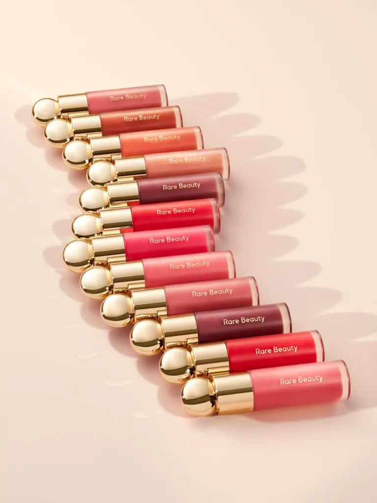 liquid blush tubes in pink and red shades flatlay