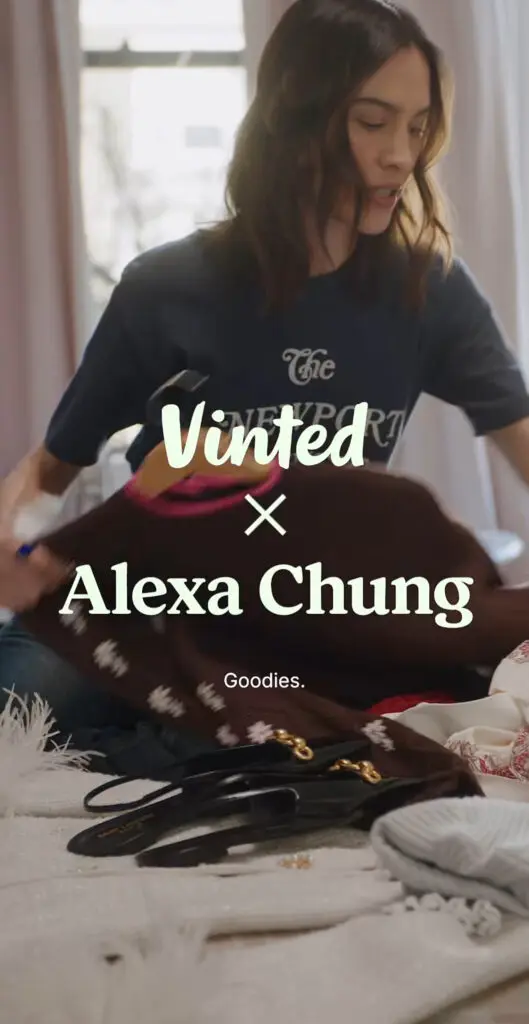 Vinted x Alexa Chung laid-out pieces on bed