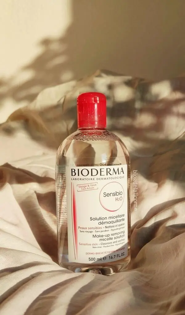 Bioderma Sensibio H2O micellar water bottle in sunlight