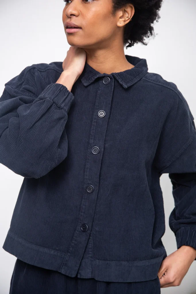 Organic cotton pinwale corduroy overshirt in navy